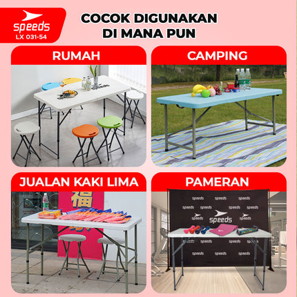 SPEEDS Meja Lipat Meja Rumah Jualan Lipat Panjang Camping Laptop Makan Belajar Portable Serbaguna 031-54