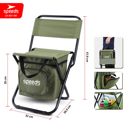 SPEEDS Kursi Lipat Camping Portabel Outdoor + Tas Pendingin Multifungsi LX 031-59