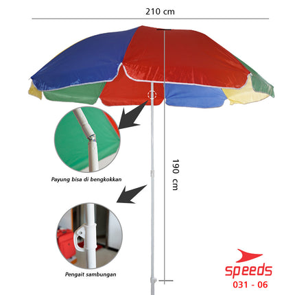 SPEEDS Payung pantai payung cafe payung Tenda Payung Event Cafe Bazaar Parasol 210cm 031-6