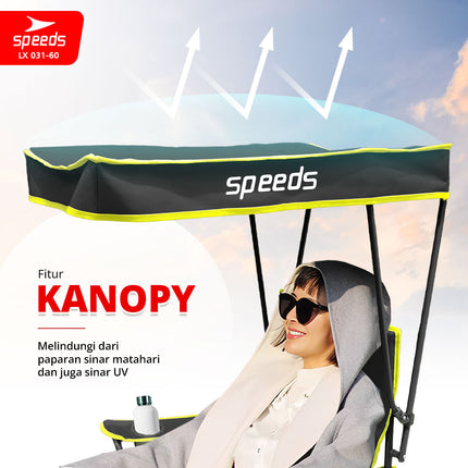 SPEEDS Kursi Lipat Outdoor Dengan Kanopi Portabel Folding Chair Portable Canopy Camping LX 031-60