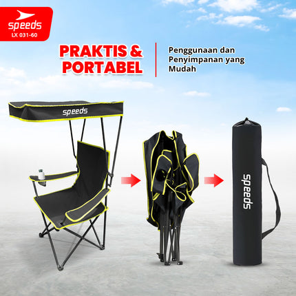 SPEEDS Kursi Lipat Outdoor Dengan Kanopi Portabel Folding Chair Portable Canopy Camping LX 031-60
