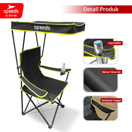 SPEEDS Kursi Lipat Outdoor Dengan Kanopi Portabel Folding Chair Portable Canopy Camping LX 031-60