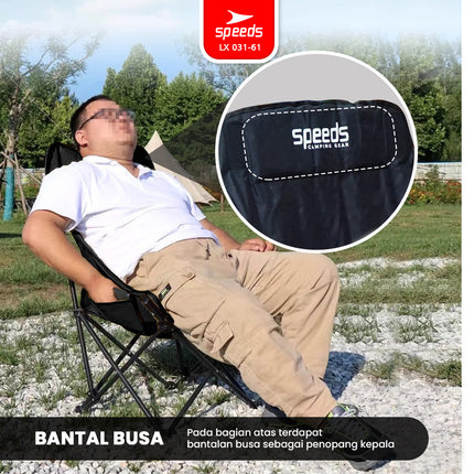 SPEEDS Kursi Lipat Portable Camping Hiking Outdoor Foldable Chair Bahan Kain Oxford 031-61