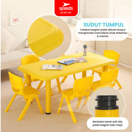 SPEEDS Meja Belajar Anak Rectangular Kin Kids Table Meja Persegi Panjang TK Paud Colorful Kids Table Ergonomis Warna Warni 031-65