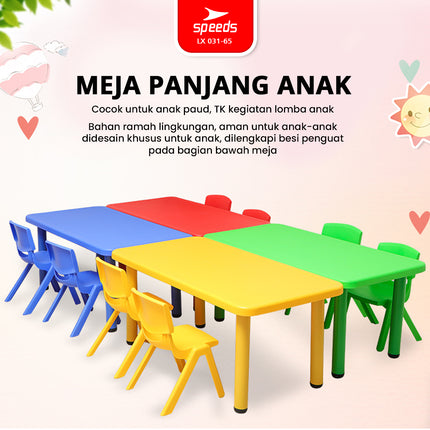 SPEEDS Meja Belajar Anak Rectangular Kin Kids Table Meja Persegi Panjang TK Paud Colorful Kids Table Ergonomis Warna Warni 031-65