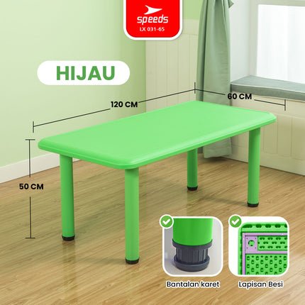 SPEEDS Meja Belajar Anak Rectangular Kin Kids Table Meja Persegi Panjang TK Paud Colorful Kids Table Ergonomis Warna Warni 031-65