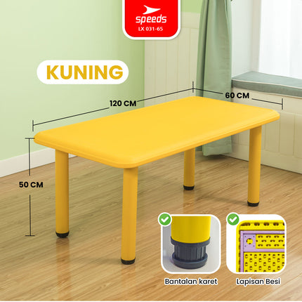 SPEEDS Meja Belajar Anak Rectangular Kin Kids Table Meja Persegi Panjang TK Paud Colorful Kids Table Ergonomis Warna Warni 031-65
