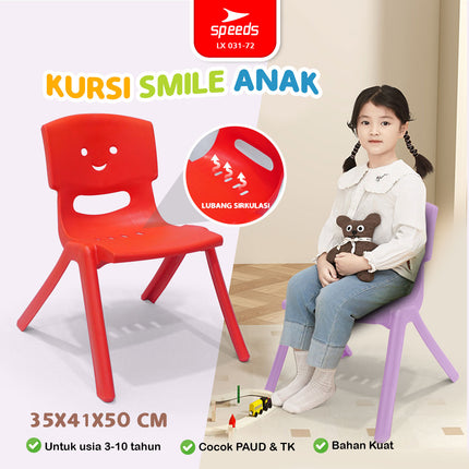 SPEEDS Kursi Anak Kuat kokoh TK Paud Bangku Belajar Plastik HDPE Kids Chair Warna Warni 031-72