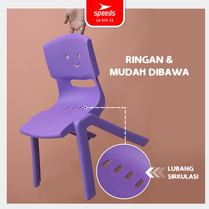 SPEEDS Kursi Anak Kuat kokoh TK Paud Bangku Belajar Plastik HDPE Kids Chair Warna Warni 031-72