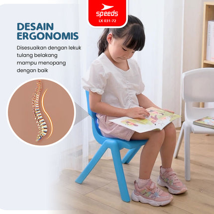 SPEEDS Kursi Anak Kuat kokoh TK Paud Bangku Belajar Plastik HDPE Kids Chair Warna Warni 031-72