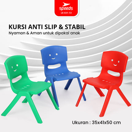 SPEEDS Kursi Anak Kuat kokoh TK Paud Bangku Belajar Plastik HDPE Kids Chair Warna Warni 031-72
