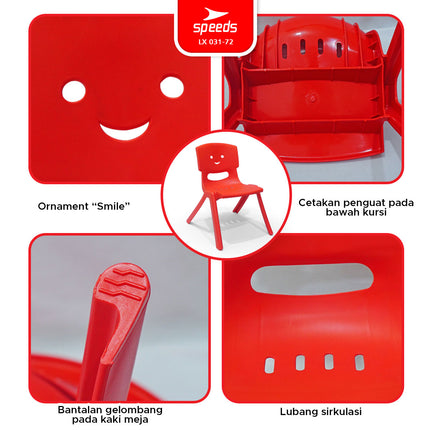 SPEEDS Kursi Anak Kuat kokoh TK Paud Bangku Belajar Plastik HDPE Kids Chair Warna Warni 031-72