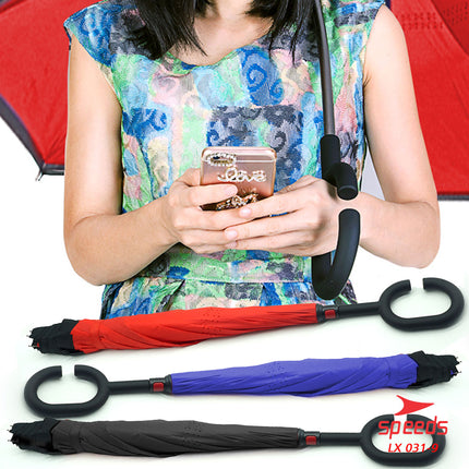 SPEEDS Payung Lipat Reverse Umbrella Double Layer Gagang C Polos Non Motif 031-9