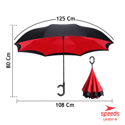 SPEEDS Payung Lipat Reverse Umbrella Double Layer Gagang C Polos Non Motif 031-9