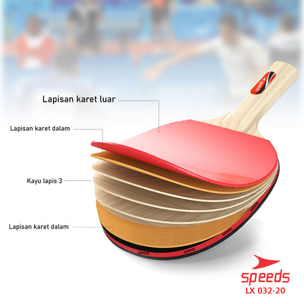 SPEEDS Bet Ping Pong Bat Pingpong Bad Raket Tenis Meja Bahan Karet 032-20