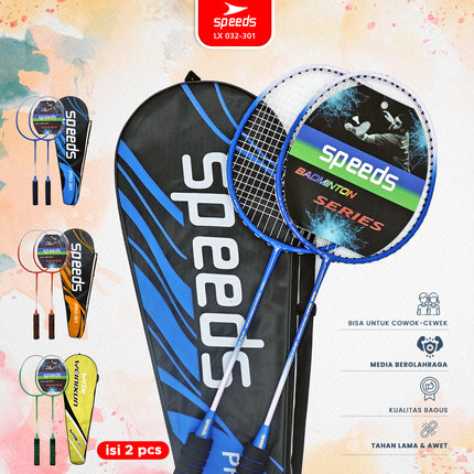 SPEEDS Raket Badminton Bulu Tangkis 1 Set isi 2pcs Racket Olahraga Pertandingan 032-301