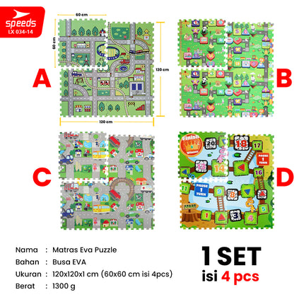 SPEEDS Matras Evamat 60x60cm Matras Puzzle Karpet Puzzle Matras Alas Lantai Evamat  Evamat Matras Perlindungan 034-14