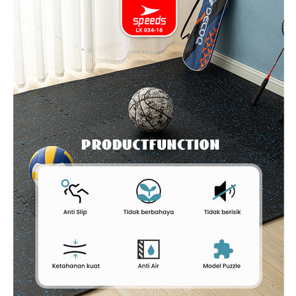 SPEEDS Eva Rubber Mat 50x50x1.5cm Black Evamat Yoga Mat for Weightlifting Anti-Slip Thick Waterproof 034-16