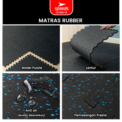 SPEEDS Eva Rubber Mat 50x50x1.5cm Black Evamat Yoga Mat for Weightlifting Anti-Slip Thick Waterproof 034-16