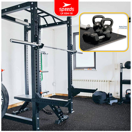 SPEEDS Eva Rubber Mat 50x50x1.5cm Black Evamat Yoga Mat for Weightlifting Anti-Slip Thick Waterproof 034-16