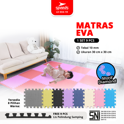 SPEEDS Matras Evamat 30x30cm 10mm Alas Puzzle EVA Mat Empuk Lembut Bermain Tidur Anak Karpet 034-19