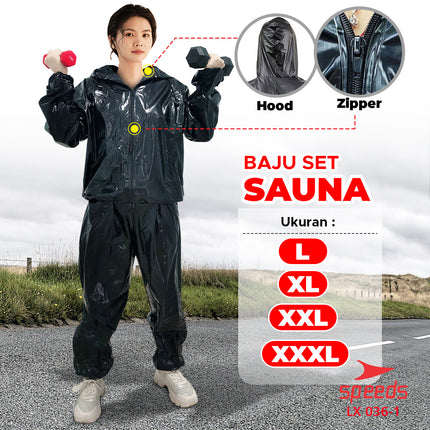 SPEEDS Baju Jaket Sauna Suit Elastis Waterproof Olahraga Detox Pelangsing Keringat 036-1