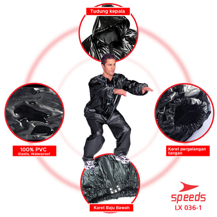 SPEEDS Baju Jaket Sauna Suit Elastis Waterproof Olahraga Detox Pelangsing Keringat 036-1