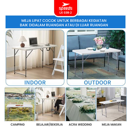 SPEEDS Meja Lipat Plastik Folding Table Indoor Outdoor Piknik Pameran Serbaguna Besar Meja Makan 038-2