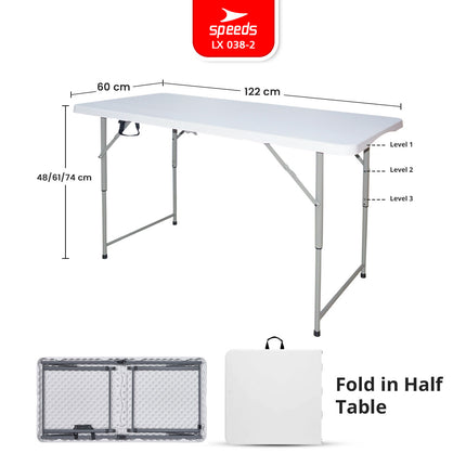 SPEEDS Meja Lipat Plastik Folding Table Indoor Outdoor Piknik Pameran Serbaguna Besar Meja Makan 038-2