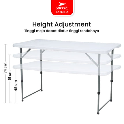SPEEDS Meja Lipat Plastik Folding Table Indoor Outdoor Piknik Pameran Serbaguna Besar Meja Makan 038-2