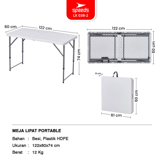 SPEEDS Folding Plastic Table Indoor Outdoor Picnic Exhibition Multi-purpose Large Dining Table 038-2