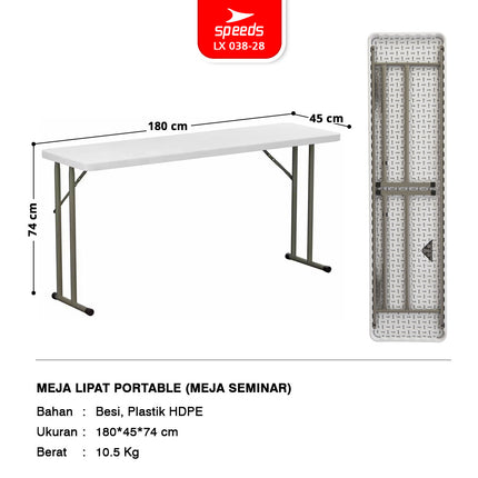 SPEEDS 180x45x74cm Plastic Folding Table Indoor Outdoor Multi-Purpose Large Picnic Table Joint Table 038-28