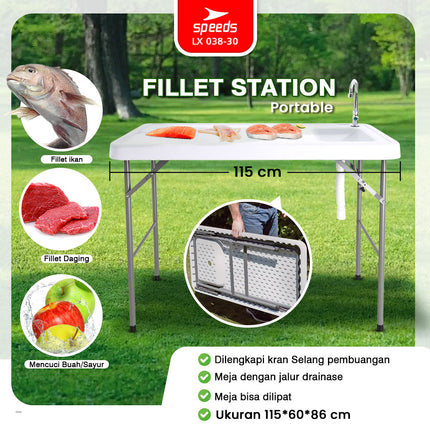 SPEEDS Meja Wastafel 115x60x86cm Kitchen Sink Table Indoor Outdoor Besar Meja Masak Dapur 038-30