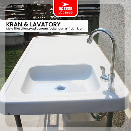 SPEEDS Meja Wastafel 115x60x86cm Kitchen Sink Table Indoor Outdoor Besar Meja Masak Dapur 038-30