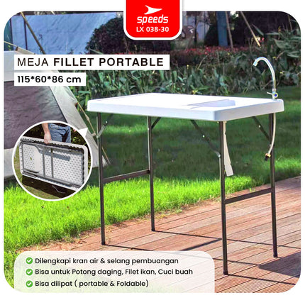 SPEEDS Meja Wastafel 115x60x86cm Kitchen Sink Table Indoor Outdoor Besar Meja Masak Dapur 038-30