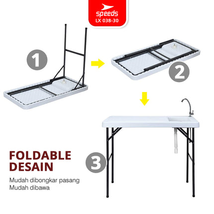 SPEEDS Meja Wastafel 115x60x86cm Kitchen Sink Table Indoor Outdoor Besar Meja Masak Dapur 038-30