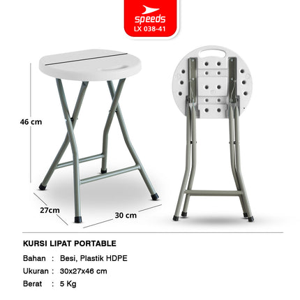 SPEEDS Kursi Lipat Bangku Lipat Serbaguna Portabel Indoor Outdoor Kursi Cafe 038-41