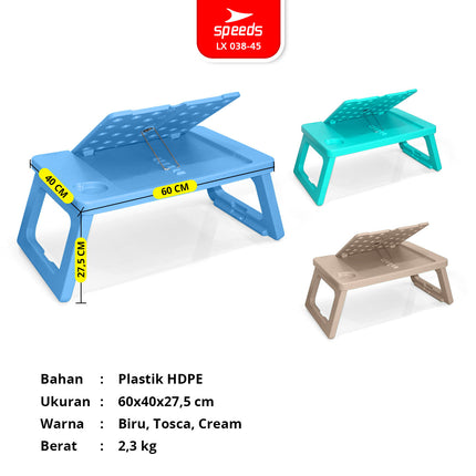 SPEEDS Meja Belajar Anak Lipat Tebal Kokoh Foldable Rectangular HDPE Kids Table Persegi Panjang TK Paud Colorful 038-45