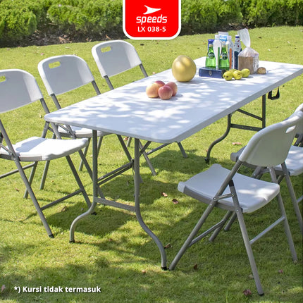 SPEEDS Meja Lipat Folding Table 244x75x74cm HDPE Indoor Outdoor Piknik Pameran Serbaguna Besar Meja Makan 038-5