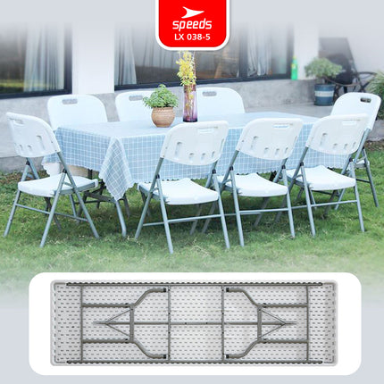 SPEEDS Meja Lipat Folding Table 244x75x74cm HDPE Indoor Outdoor Piknik Pameran Serbaguna Besar Meja Makan 038-5