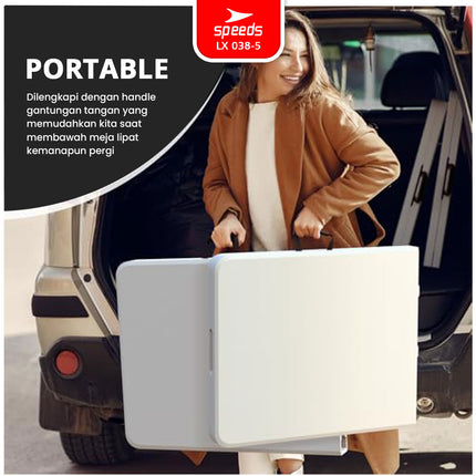 SPEEDS Meja Lipat Folding Table 244x75x74cm HDPE Indoor Outdoor Piknik Pameran Serbaguna Besar Meja Makan 038-5