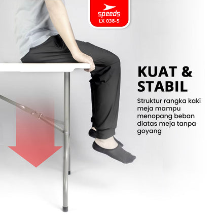 SPEEDS Meja Lipat Folding Table 244x75x74cm HDPE Indoor Outdoor Piknik Pameran Serbaguna Besar Meja Makan 038-5