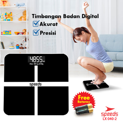 SPEEDS Timbangan Berat Badan Digital Mini Kaca With Temperature Timbangan Lemak 040-2