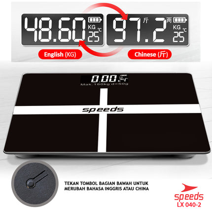 SPEEDS Timbangan Berat Badan Digital Mini Kaca With Temperature Timbangan Lemak 040-2