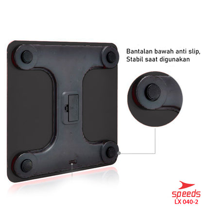 SPEEDS Timbangan Berat Badan Digital Mini Kaca With Temperature Timbangan Lemak 040-2