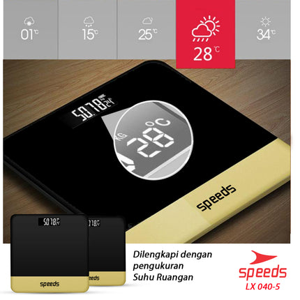 SPEEDS Timbangan Badan Digital 180kg scale kaca Berat  Mini Max 040-5