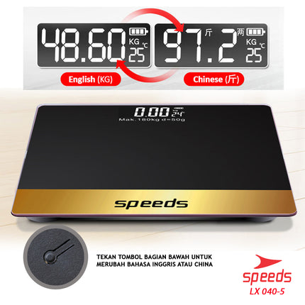 SPEEDS Timbangan Badan Digital 180kg scale kaca Berat  Mini Max 040-5