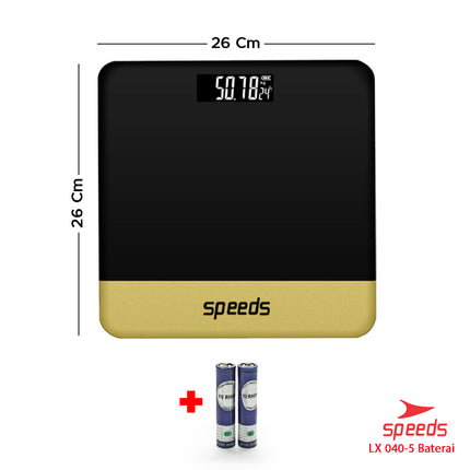 SPEEDS Timbangan Badan Digital 180kg scale kaca Berat  Mini Max 040-5