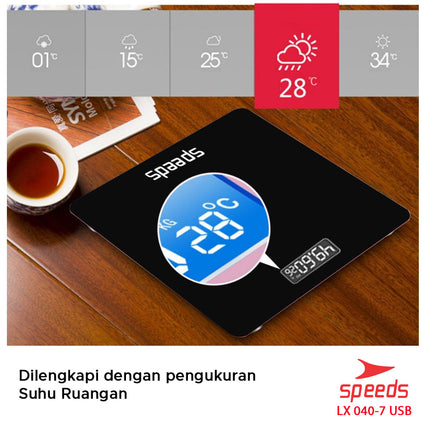SPEEDS Timbangan Badan Digital Scale Kaca Berat Max 180 Kg Original Impor 040-7