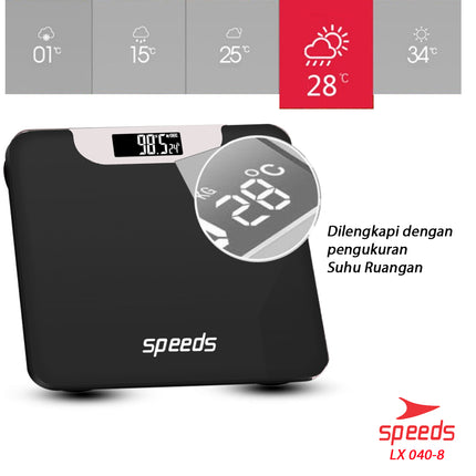 SPEEDS Timbangan Badan Digital 180kg scale kaca Berat Mini Max 040-8